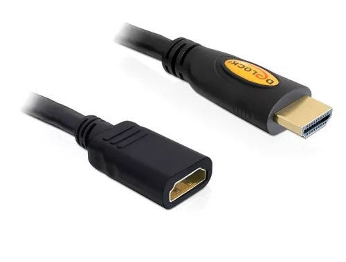 DeLock Cablu prelungitor HDMI de mare viteză cu Ethernet - HDMI A masculin > HDMI A feminin 1m Negru