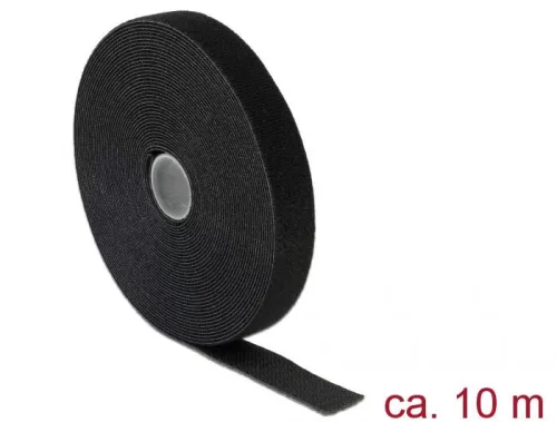 DeLock Fermoare cu cârlig și buclă L 10 m x l 20 mm rolă Negru