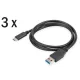 Assmann USB Type-C încărcător / cablu de date, tip C - A 1m Negru (3-pack)