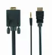 Gembird A-HDMI-VGA-03-10 HDMI la VGA și cablu adaptor audio cu un singur port 3m Negru