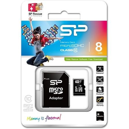 Silicon Power 8GB microSDHC Class10 + SD cu adaptor
