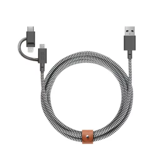 Native Union Belt Cablu universal (USB-C - iluminat/USB-C) 1,8 m, zebra