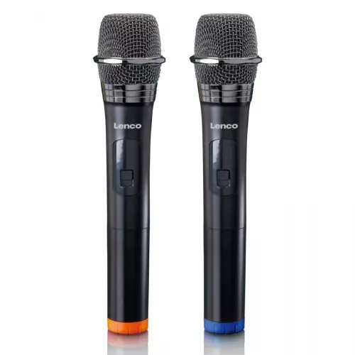 Lenco MCW-020BK Set of 2 wireless microphones with portable battery powered receiver Fekete