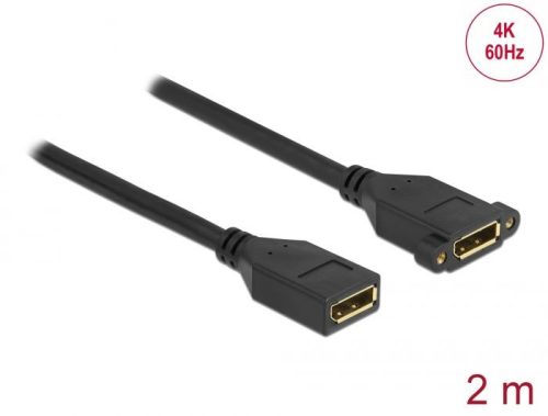 DeLock DisplayPort 1.2 cablu de la femelă la femelă montare pe panou 4K 60Hz 2m Negru