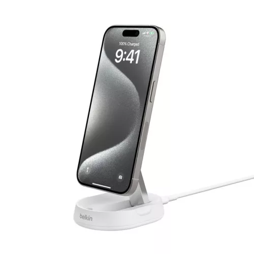 Belkin BoostCharge Pro Convertible Magnetic Wireless Charging Stand cu Qi2 15W Alb