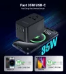 Choetech PD5020 35W Adaptor de călătorie UE/US/AUS/UK cu cablu USB-C încorporat Negru