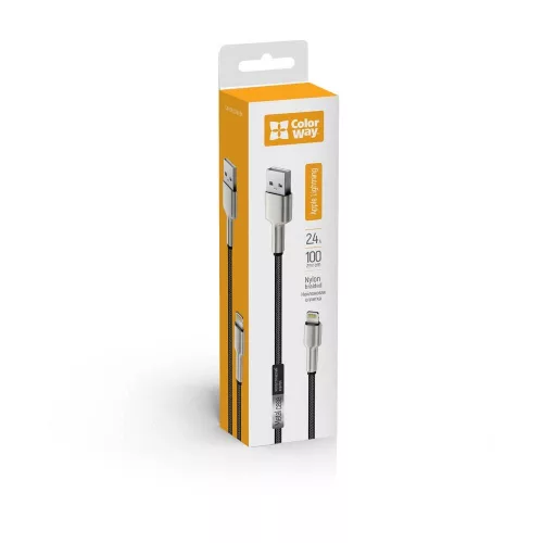 ColorWay USB-A către Apple Lightning (cap metalic) 2.4A 1m Negru