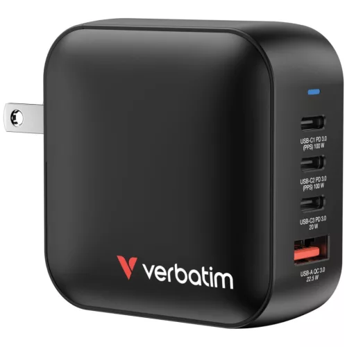 Verbatim Mini GaN încărcător de perete 100W 4 porturi negru