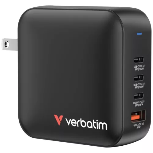 Verbatim Mini GaN Încărcător de perete 165W 4 porturi Negru