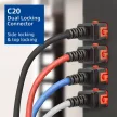ACT Powercord C19 IEC Lock - C20 IEC Lock Dual Locking 3m Blue