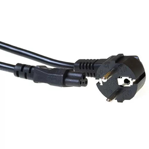 ACT Powercord mains connector Schuko CEE 7/7 male (angled) - C5 IEC 1,5m Fekete