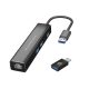 Conceptronic  DONN07BA USB to Gigabit Network Adapter with 3-Port USB Hub Fekete