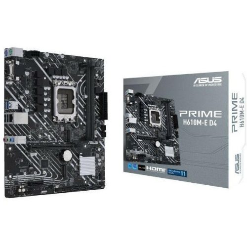 Asus Alaplap - Intel PRIME H610M-E D4 s1700 (H610, 2xDDR4 3200MHz, 4xSATA3, 2xM.2, HDMI+DP+VGA)
