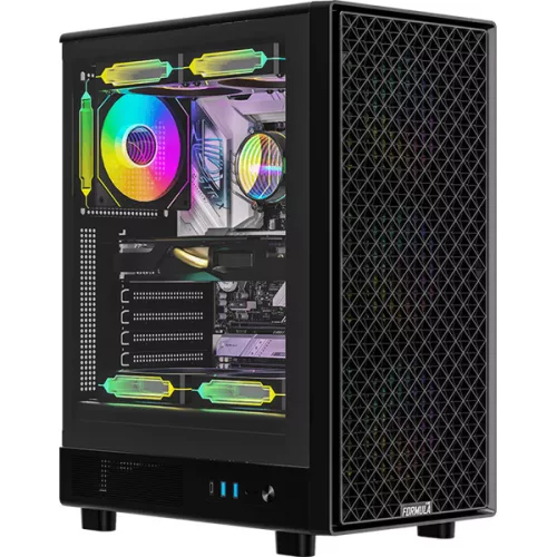 Formula Számítógépház - Mana Dynamic Fekete (fekete, ablakos, 4x12cm venti, ATX, 2xUSB3.0, 1xType-C)