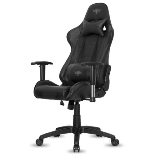Scaun Spirit of Gamer - DEMON Black (înclinare/înălțime reglabilă; cotieră reglabilă; PU; până la 120 kg, negru)