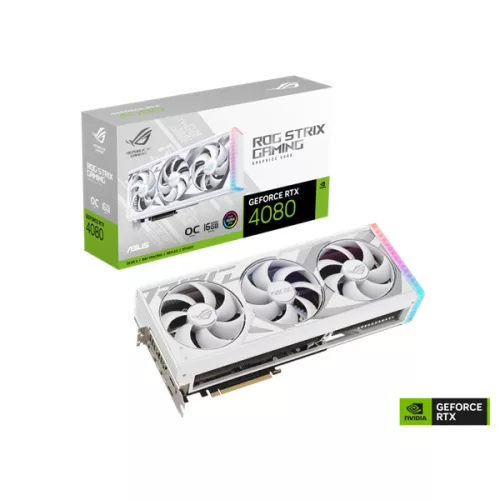 Asus Videokártya - nVidia ROG-STRIX-RTX4080-O16G-WHITE (16384MB, GDDR6X, 2655/22400 Mhz, 256bit, 2xHDMI, 3xDP)
