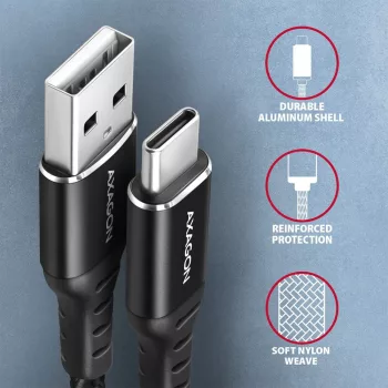AXAGON BUCM-AM15AB HQ USB-C <> USB-A cablu 1.5m negru