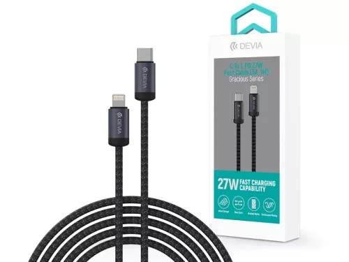 Devia Gracious Series 27W PD Type-C/Lightning cablu de încărcare și date 1m - negru