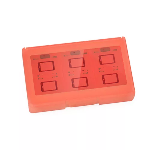 Dobe Switch / Switch 2 játéktároló 24 slot - Átlátszó Piros