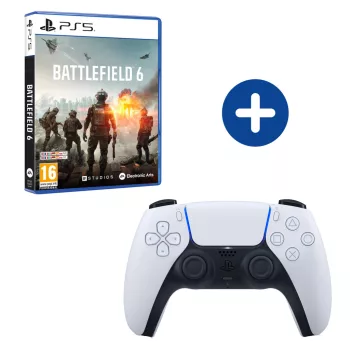 Battlefield 6 PS5 + Controller wireless DualSense alb