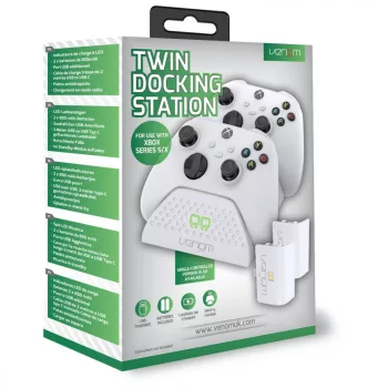   Venom Xbox One / Series S / X Stație de încărcare dublă albă + 2 baterii VS2871