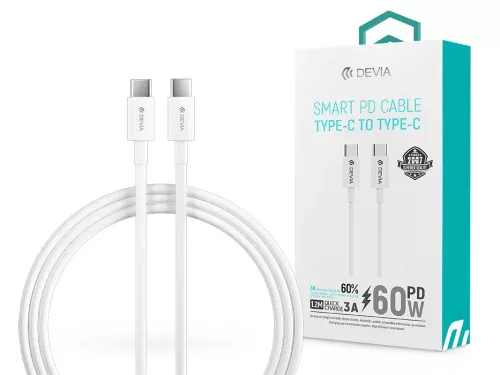 DEVIA USB TYPE-C - CABLU DE ÎNCĂRCARE ȘI DATE USB TYPE-C 60W 1,2 M - ALB