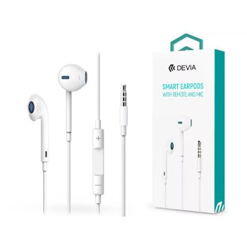   CĂȘTI UNIVERSALE CU PICK-UP STEREO DEVIA - MUFĂ DE 3,5 MM - DEVIA SMART EARPODS - ALB
