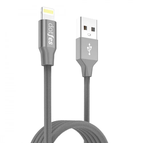 Dotfes A01F MFI Aluminiu armat Lightning cablu USB gri, 1 metru