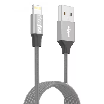 Dotfes A03 TPE mat cablu Lightning-USB, gri, 1 metru