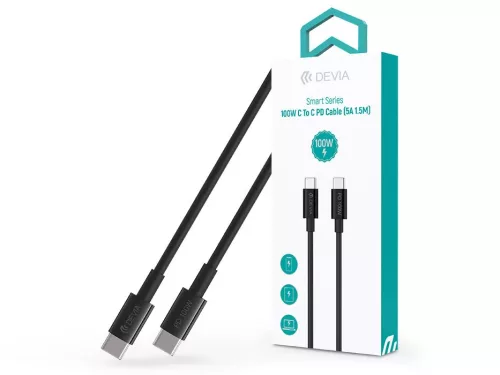 Cablu de date și încărcare Devia Smart Series 100W Type-C / Type-C 1,5 m – negru
