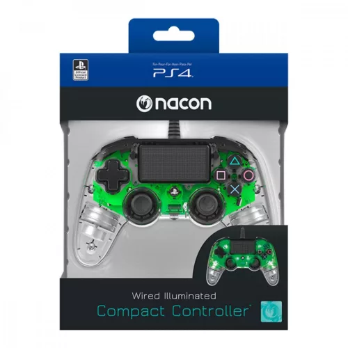 Nacon Wired Compact Controller, verde strălucitor, controler cu fir PS4/PC