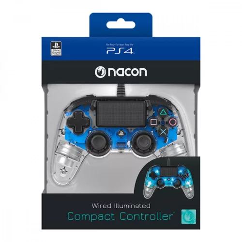 Nacon Wired Compact Controller, albastru strălucitor, controler cu fir PS4/PC